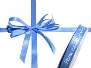 Custom double satin ribbon in air force blue
