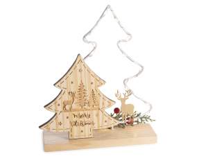 Decoración de árbol de Navidad de madera con luces
