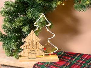 Decoración de árbol de Navidad de madera con luces