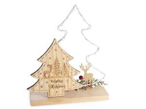 Decoración de árbol de Navidad de madera con luces