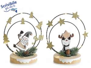 Adornos navideños de madera con brillantina al por