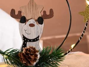 Adornos navideños de madera con brillantina al por