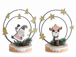 Adornos navideños de madera con brillantina al por