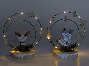 Adornos navideños de madera con brillantina al por