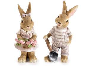 wholesale pair of easter garden bunnies