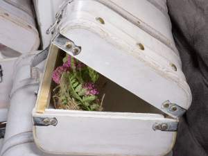 Decorative white wooden suitcase