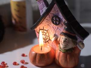 Ingrosso halloween porta candela casetta
