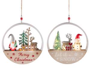 ingrosso addobbo natale con luce in legno