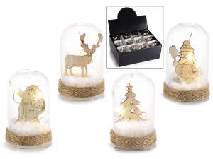 Ingrosso decori Natale legno neve luce led
