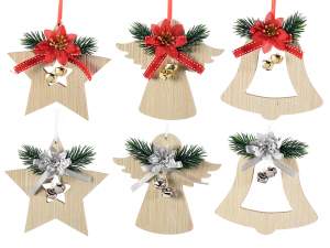 ingrosso decoro albero natale legno angelo stella