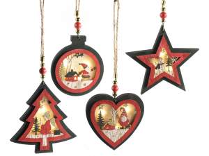 inrgosso decoro luce legno albero stella natale