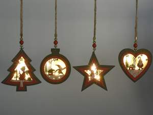 inrgosso decoro luce legno albero stella natale