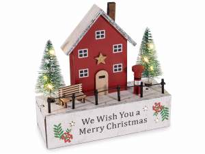 Ingrosso decorazione Natale legno casetta luci LED