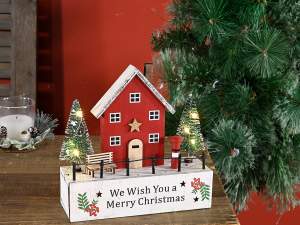 Ingrosso decorazione Natale legno casetta luci LED