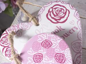 Coeur rose sous pot en gros