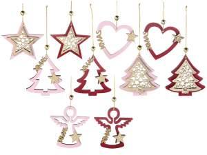 Wholesale Christmas tree decorations wood glitter