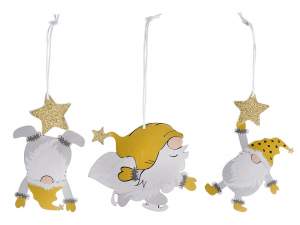 Wholesale wooden gnome tree decorations