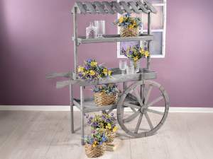 Wholesale grey wooden display cart