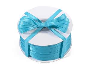 Wholesale double satin ribbon in peacock color