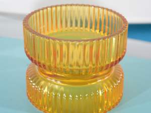 wholesale double-use knurled glass candle holder
