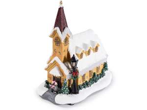 église de gros village de Noël lumières musique