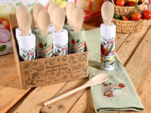 wholesale kit set kitchen towel wooden ladle