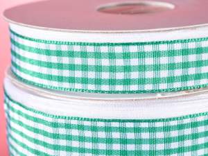 Green white gingham ribbons