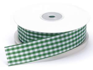 Wholesale green white gingham ribbons