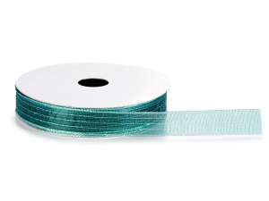 Emerald green ribbon wholesaler with lamé threads