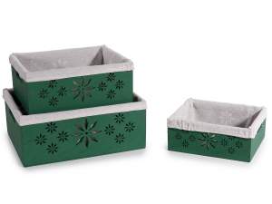 panier de Noël vert en bois et tissu en gros