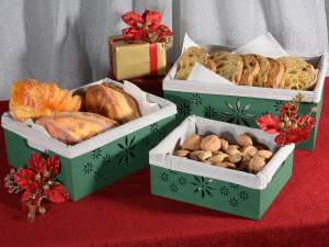 panier de Noël vert en bois et tissu en gros