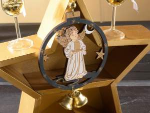 Decori stella legno espositore ingrosso