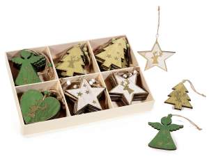 Ingrosso decorazioni natale appendere legno