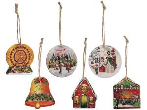 Ingrosso decori legno Natale appendere