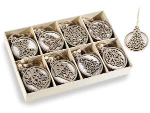 Grossista decori natale legno glitter appendere