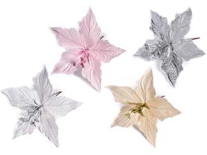 Wholesale poinsettia cloth pick glitter flowers