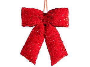 ingrosso fiocco natale rosso paillettes