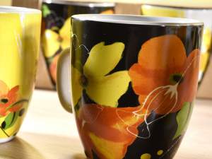 Flower design ceramic cups wholesaler