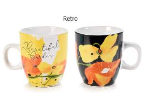 Flower design ceramic cups wholesaler