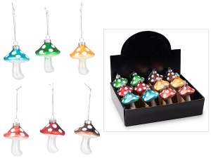 inrgosso decoro albero natale funghi colorati