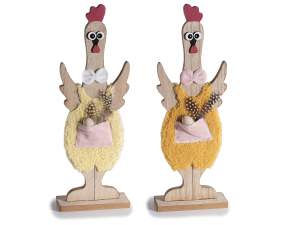 Decoración gallina de madera al por mayor