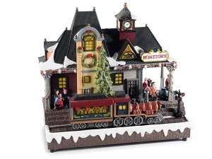 village de Noël en gros avec musique de train
