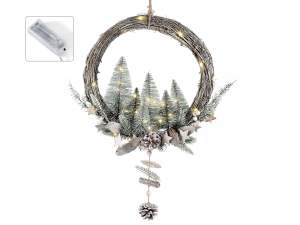 wholesale light garland with snow pine cones
