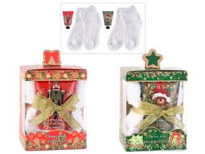 wholesale christmas cream socks gift box