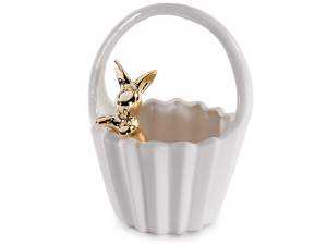 wholesale easter basket porcelain bunny gold