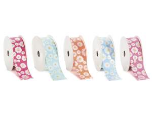 Daisy print fabric ribbons wholesaler