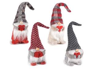Babbo Natale in panno con cuore e cappello modellabile