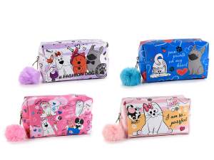 Astuccio beauty similpelle c/pompon 