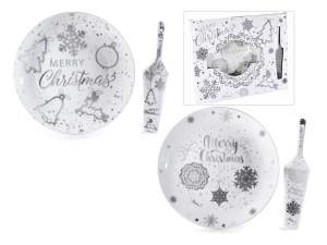 Set piatto e paletta in porcellana decorata in conf. regalo