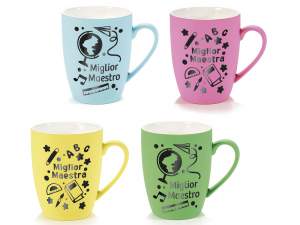 Tazza porcellana opaca 400ml fluo soft touch regalo Maestri